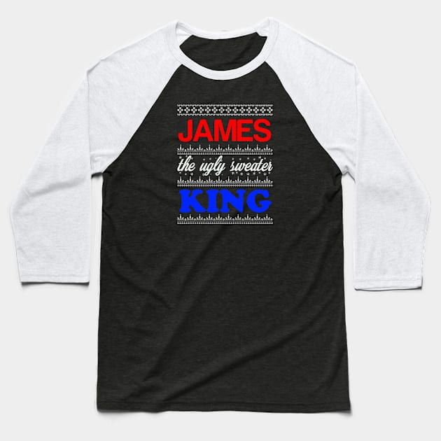 JAMES the Ugly Sweater King> Happy Holidays Baseball T-Shirt by CoolApparelShop